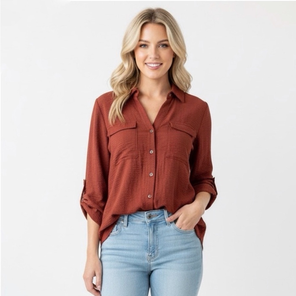Indigo rose burgundy top size large